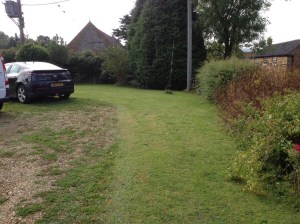 Looking up the drive, front wall border