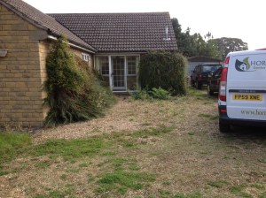 Driveway in front of bungalow